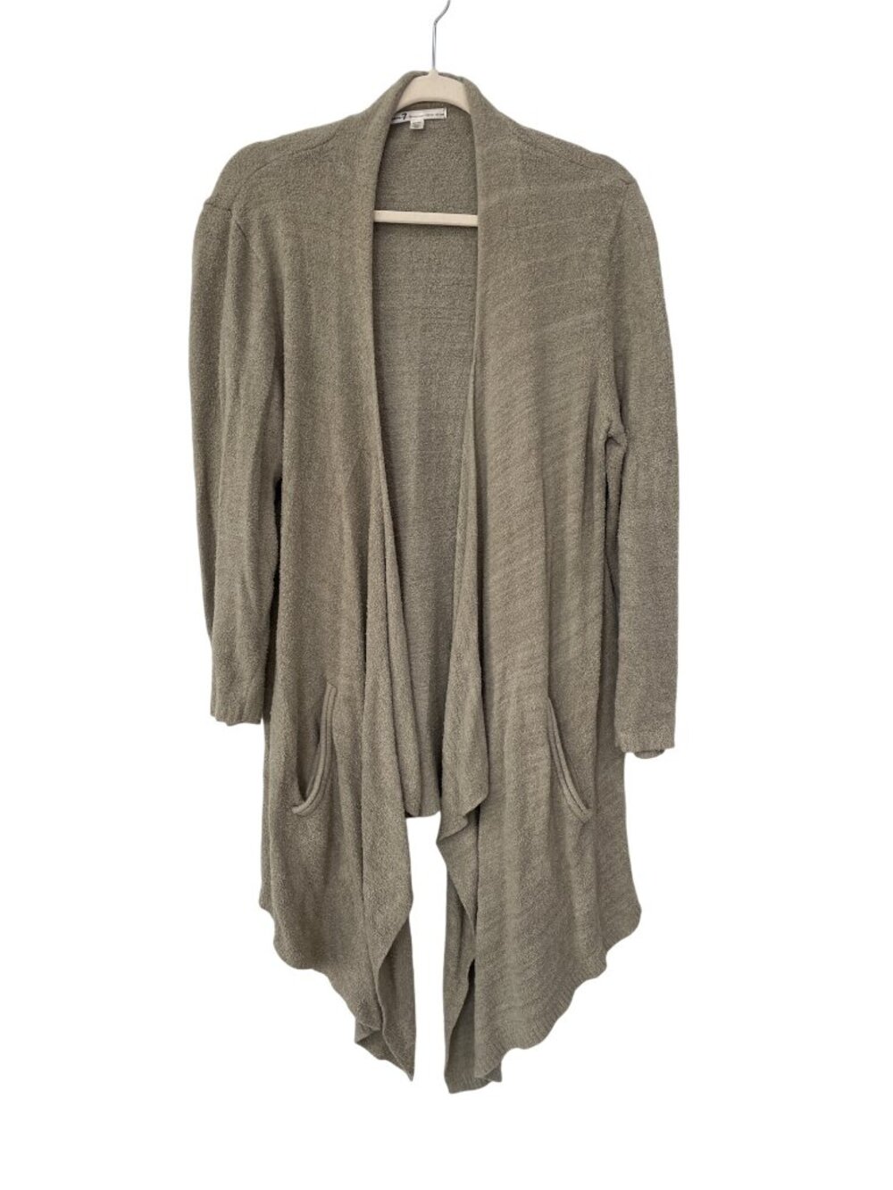 Seven7 Cardigan Sweater Medium Draped Open Front Sage Green Cozy Knit Staple